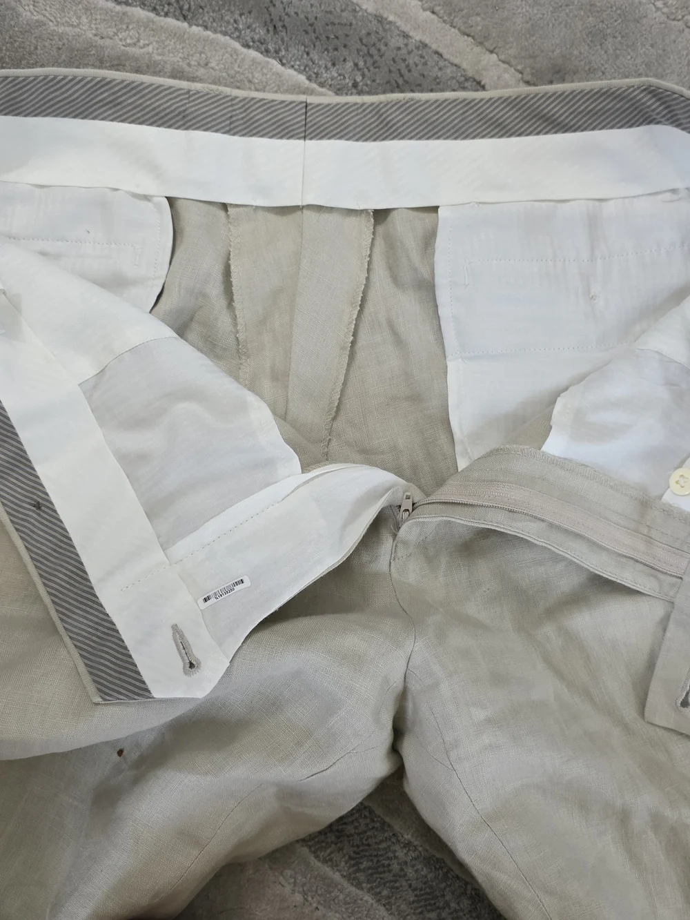 Calvin Klein Linen dress Pants Mens 36 R Beige  Flat Front Casual Summer Light